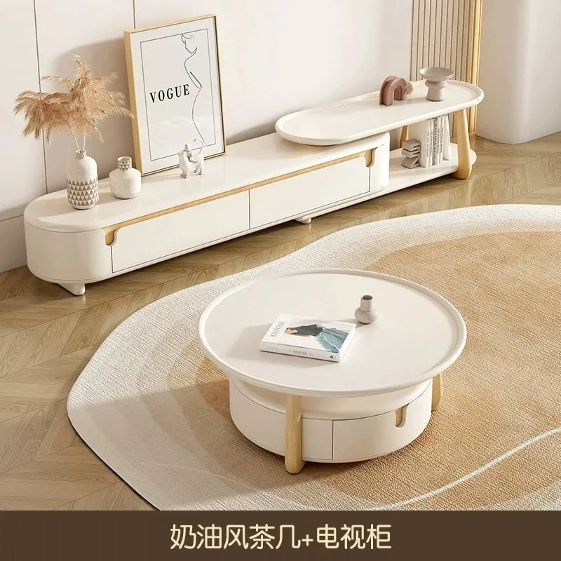 Cream style floor-to-ceiling modern simple living room home small apartment French coffee table combination