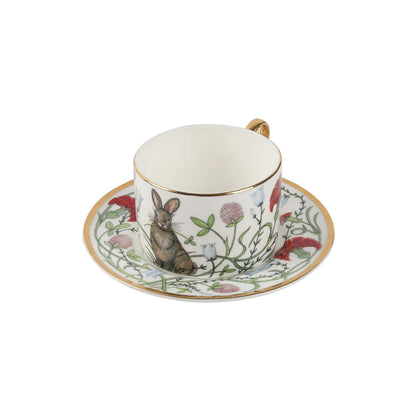Russian Royal Porcelain Lomonosov Cartoon Rabbit Gold Plated Bone China Coffee Cup and Saucer Gift Box Gift Coffee Cup Set