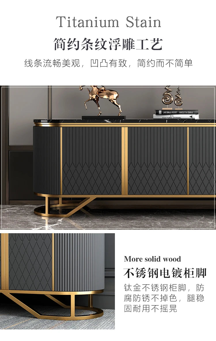 Affordable Luxury Style TV Cabinet and Tea Table Combination Simple Modern Living Room Floor Cabinet Marble