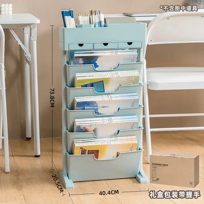 Classroom Desk Storage Shelf Sub-study Movable Large-capacity Bookshelf Children's Room Book Storage Artifact