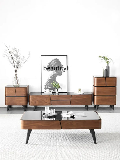 yj Nordic Style Chest of Drawers Modern Minimalist Tempered Glass Fashion Locker Storage Cabinet