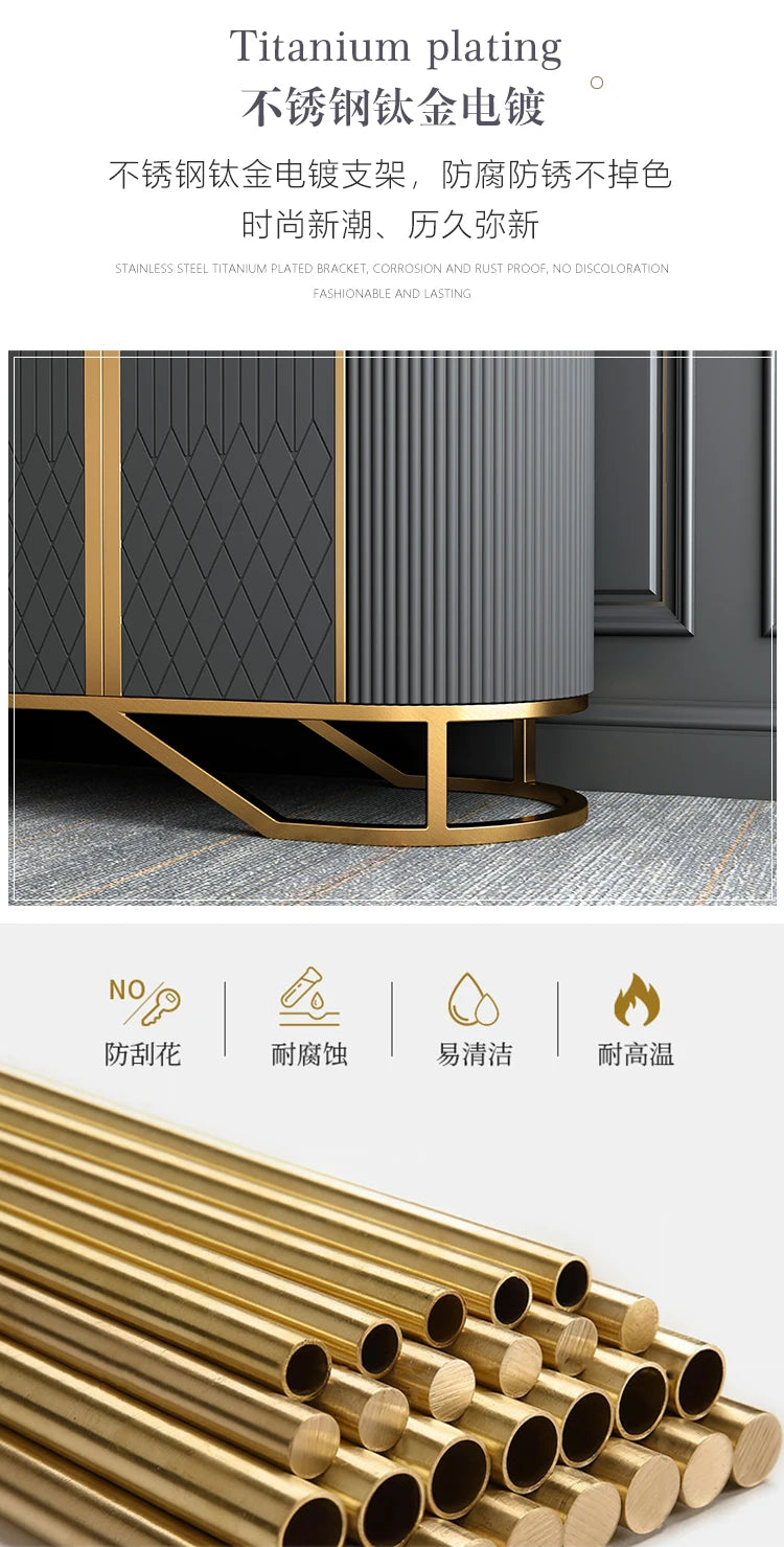 Affordable Luxury Style TV Cabinet and Tea Table Combination Simple Modern Living Room Floor Cabinet Marble