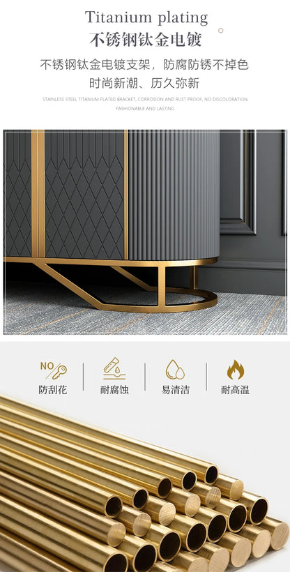 Affordable Luxury Style TV Cabinet and Tea Table Combination Simple Modern Living Room Floor Cabinet Marble