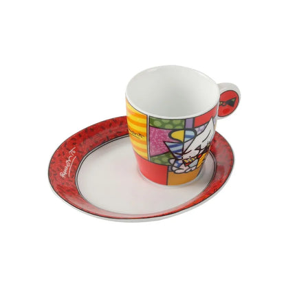 German Blue Cat European Creative Mini Ceramic Coffee Cup Tea Cups and Saucer Sets  Coffee Cup  Cute Cup  Teacup Mug
