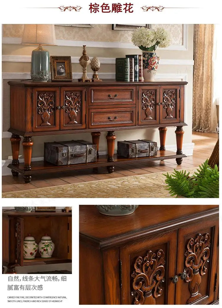 European-Style Solid Wood Console Table American Country Side Cabinet 1.6 M Side View Table Window Side Desk