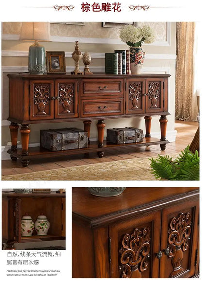 European-Style Solid Wood Console Table American Country Side Cabinet 1.6 M Side View Table Window Side Desk