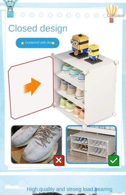 Small-Scale Foldable Cabinets For Home Living Room Multilayer Large Space Shelf Student Dormitory Dust Proof Shoe Storage Rack