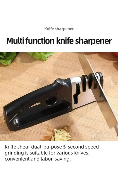 4in1 Multifunctional Sharpening Stone Quick Knife Sharpener Handheld Stainless Steel Blade Kitchen Appliance Kitchen Accessories