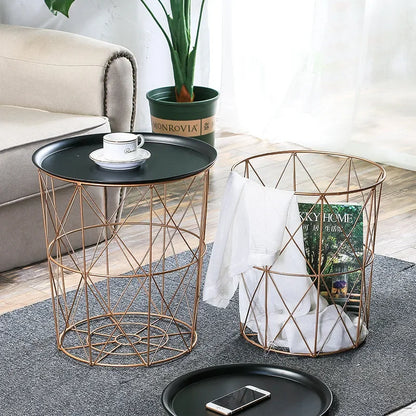 Nordic Fashion Coffee Tables Modern Iron Art Golden Simple Living Room Sofa Side Bedroom storage Basket decor tables mx9121202