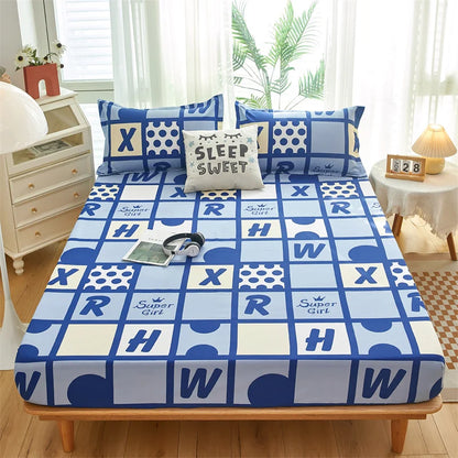 Yaapeet Home Textile Cartoon Blue Whale Bedding Fitted Sheet King Queen Single Size Boy Girl Kid Bed Mattress Cover Protector