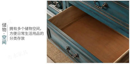 European-Style Solid Wood Console Table American Country Side Cabinet 1.6 M Side View Table Window Side Desk