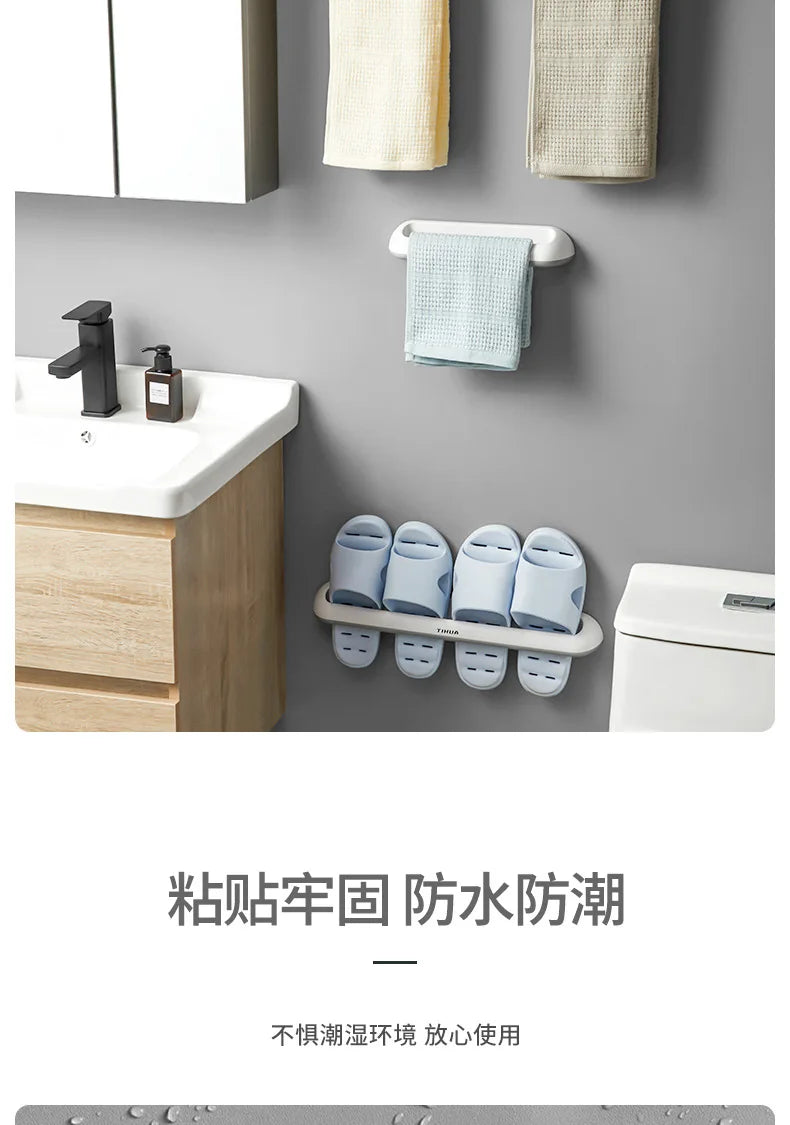 Hand Towel Bar Self Adhesive Wall Mounted Bathroom Towel Holder Kitchen Dishcloth Storage Rod ABS Material