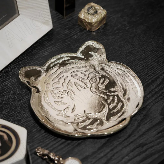 Nordic Metal Storage Tray Light Luxury Tiger Head Shape Jewelry Organizer Dresser Simplicity Aromatherapy Trays Home Decoration