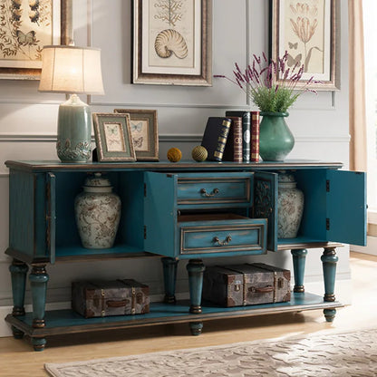 European-Style Solid Wood Console Table American Country Side Cabinet 1.6 M Side View Table Window Side Desk