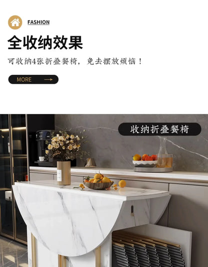 1.4 and 1.6 M Rectangular Folding Table Small Apartment Dining Table Multi-Functional Retractable Dining Table and Chair