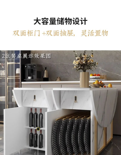 1.4 and 1.6 M Rectangular Folding Table Small Apartment Dining Table Multi-Functional Retractable Dining Table and Chair