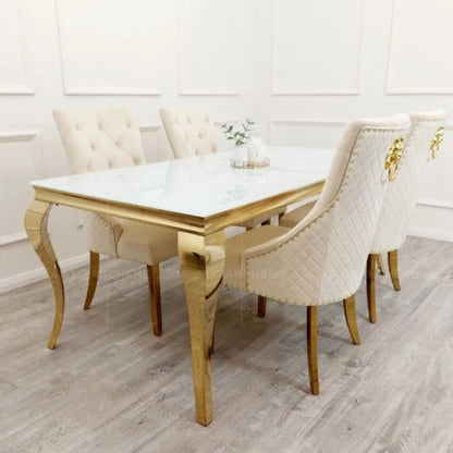 Dining Table Light Luxury Marble Dining Table and Chair Combination Modern Simple Stainless Steel Dining Tab