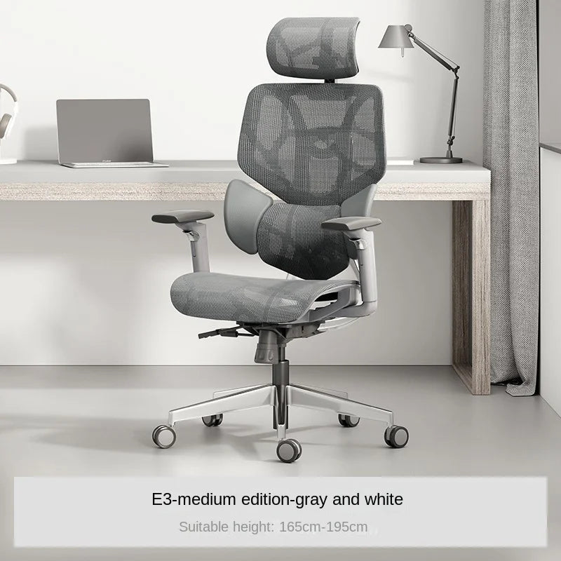 Black and white tone E3 three-zone waist protection ergonomic chair office computer chair