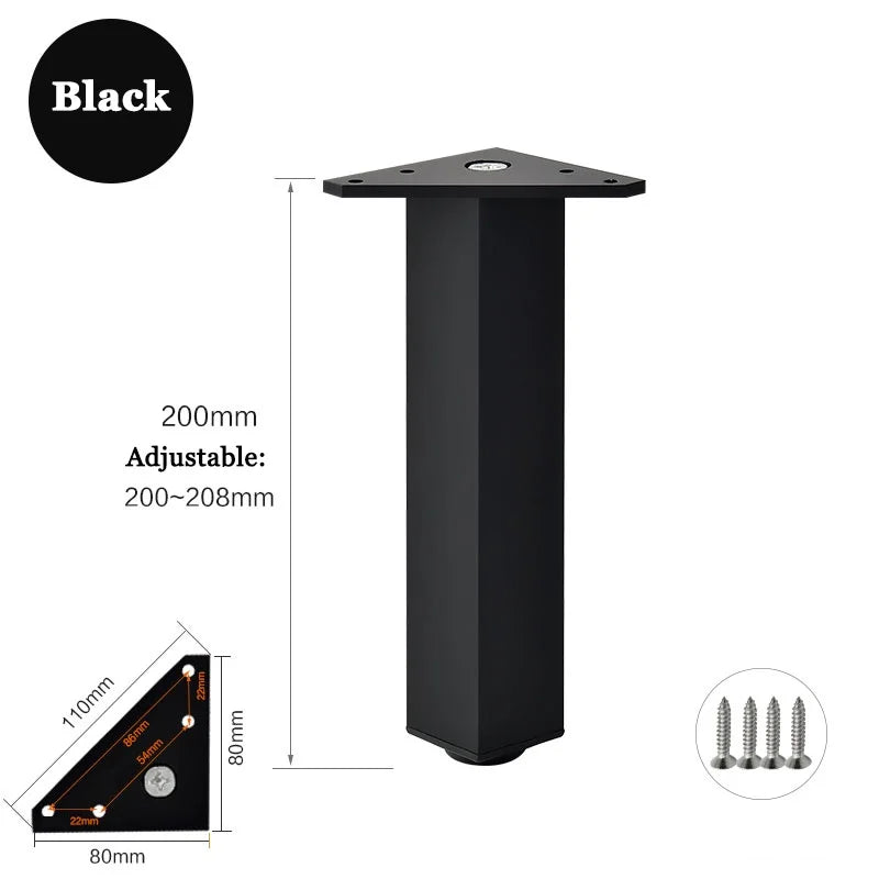 4PCS Furniture Leg Aluminum Triangular Square Sofa Leg with Screw Thickening Metal Furniture Feet Bathroom Cabinet Coffee Table