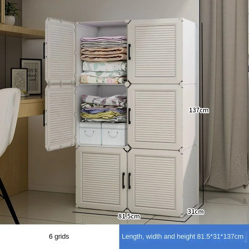 Simplicity Household Bedroom Dustproof Clothes Cabinets For Plastic Assemble Storage Rack Foldable Multilayer Wardrobe Furniture
