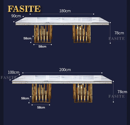 Luxury White Marble Dining Table And Chair Combination Rectangular Household Italian Type Large Concise Mesa Modern Furniture