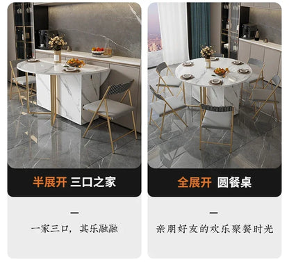 1.4 and 1.6 M Rectangular Folding Table Small Apartment Dining Table Multi-Functional Retractable Dining Table and Chair