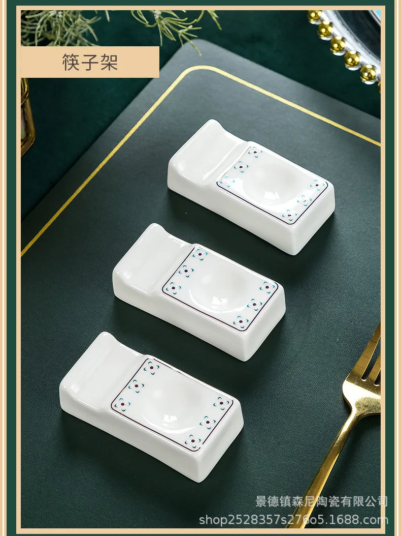 Jingdezhen dish set European style bowls and chopsticks bone china tableware gift bone china tableware