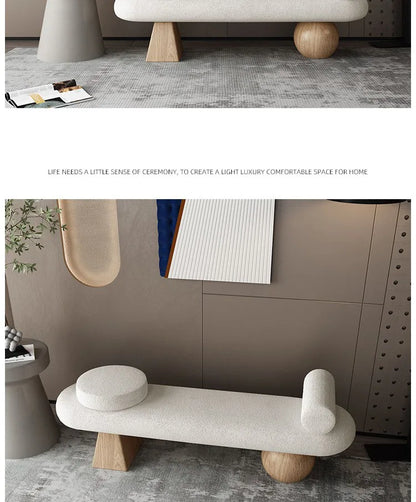Nordic Solid Wood Shoe Stool Creative Wool Sofa Doorway Senior Sense Cloakroom Living Room Porch Household Fitting Rest Bench