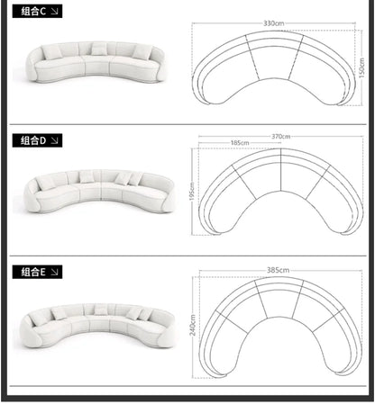 yj Sili Style Living Room Modern Light Luxury Italian Minimalist Shaped Curved Lambswool Fabric Sofa