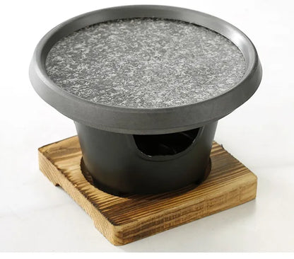 Portable mini barbecue grill table BBQ single stove volcanic stone roast steak pan tea making coffee warm wine stove 080-2B