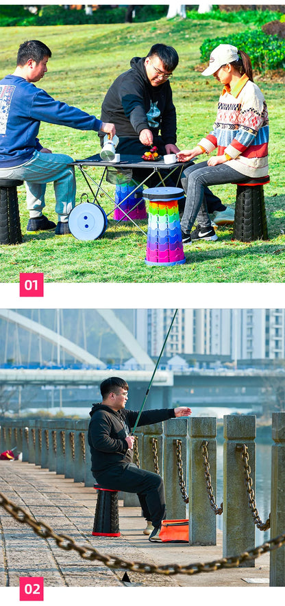 Portable Folding Stool Lightweight Plastic Subway Queuing Chair And Outdoor Camping Fishing with Carry Bag Telescopic Stool