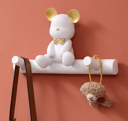 Cartoon Bear Hook Porch Key Hook Clothes Rack Wall Coat Keychain Bathroom Accessories Holder Hook Hat Clothes Display Stands