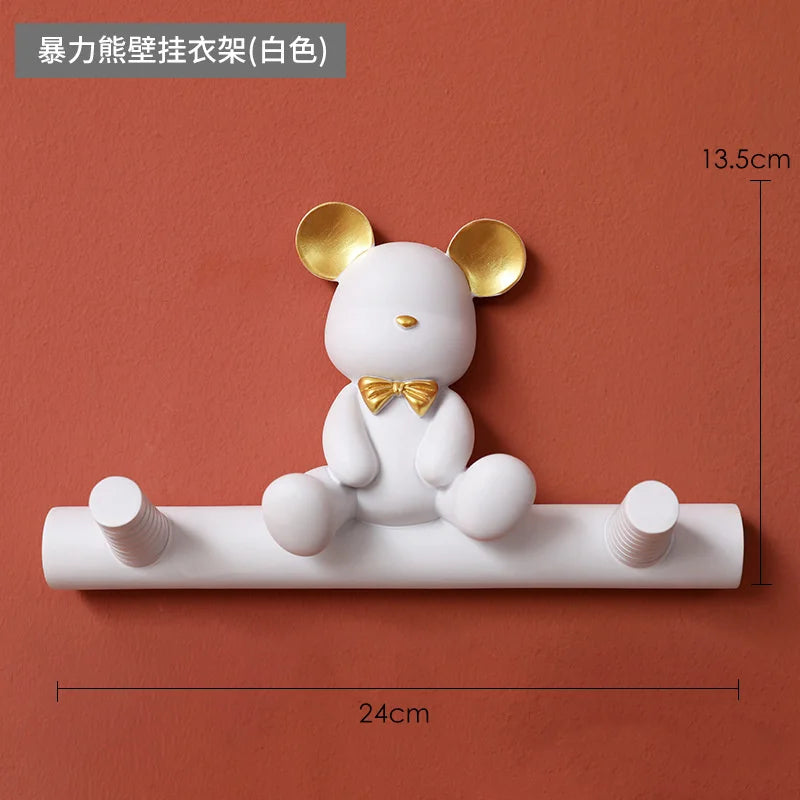 Cartoon Bear Hook Porch Key Hook Clothes Rack Wall Coat Keychain Bathroom Accessories Holder Hook Hat Clothes Display Stands