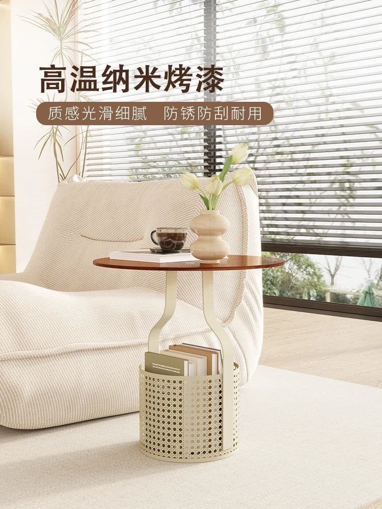 Home online celebrity simple sofa, small round table, living room glass, small coffee table, small bedside table.