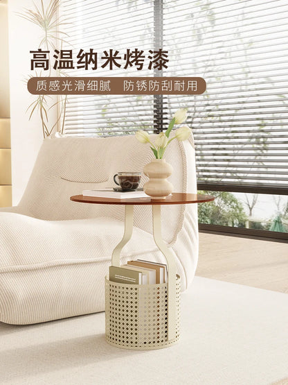 Home online celebrity simple sofa, small round table, living room glass, small coffee table, small bedside table.