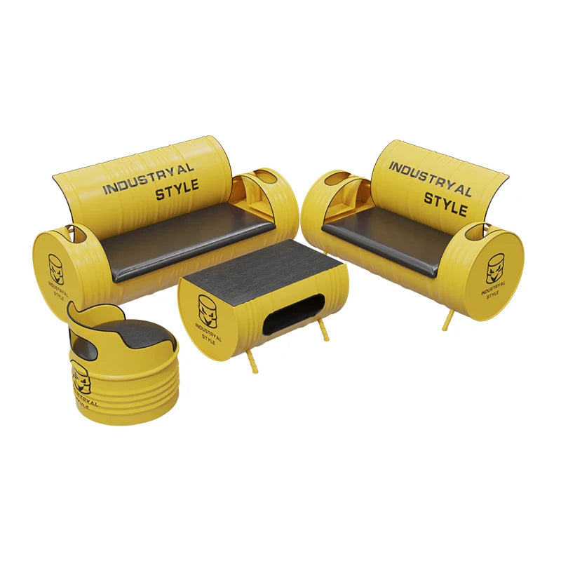 Deck Sofa KTV Casual Small Quiet Bar Retro Creative Oil Drum Iron Customization Industrial Style Bar Table and Chair Combination