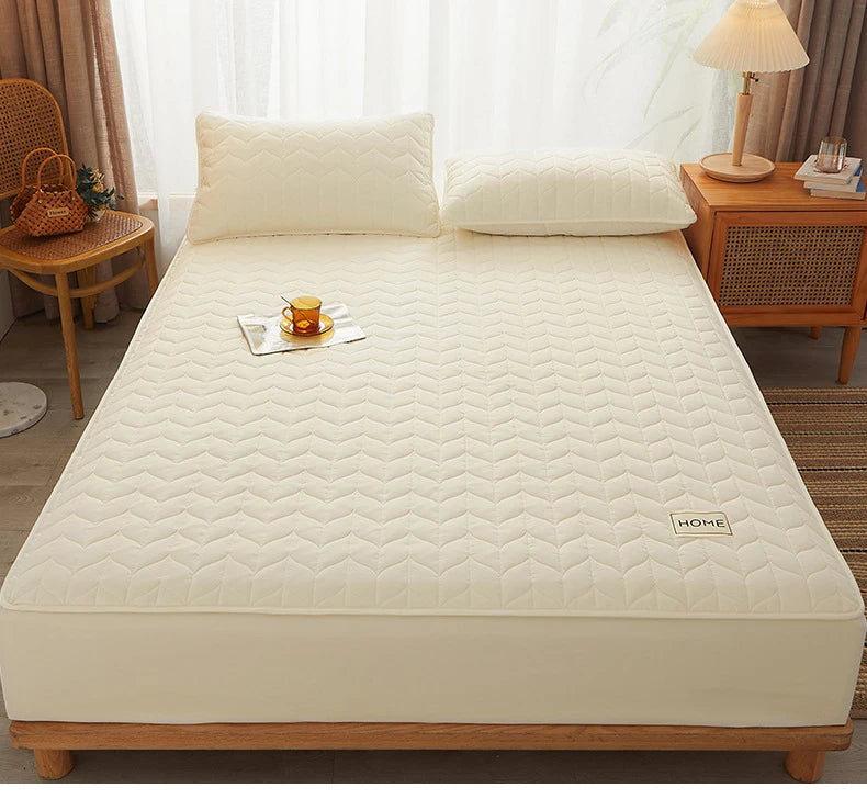 Cotton Thicken Quilted Mattress Cover Anti-bacterial Mattress Protector Topper Pad Soft Fitted Sheet Not Including Pillowcase