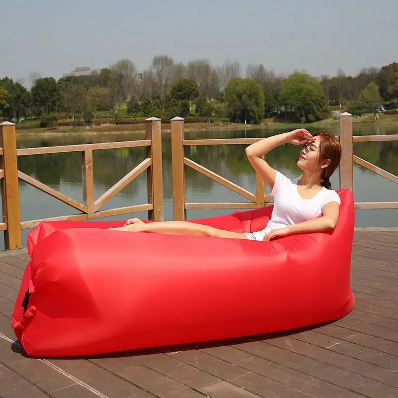 Outdoor Portable Air Sofa Lazy Inflatable Bed Air Mattress Single Person Sleeping Bag Lunch Bed Fast Inflatable Seatings
