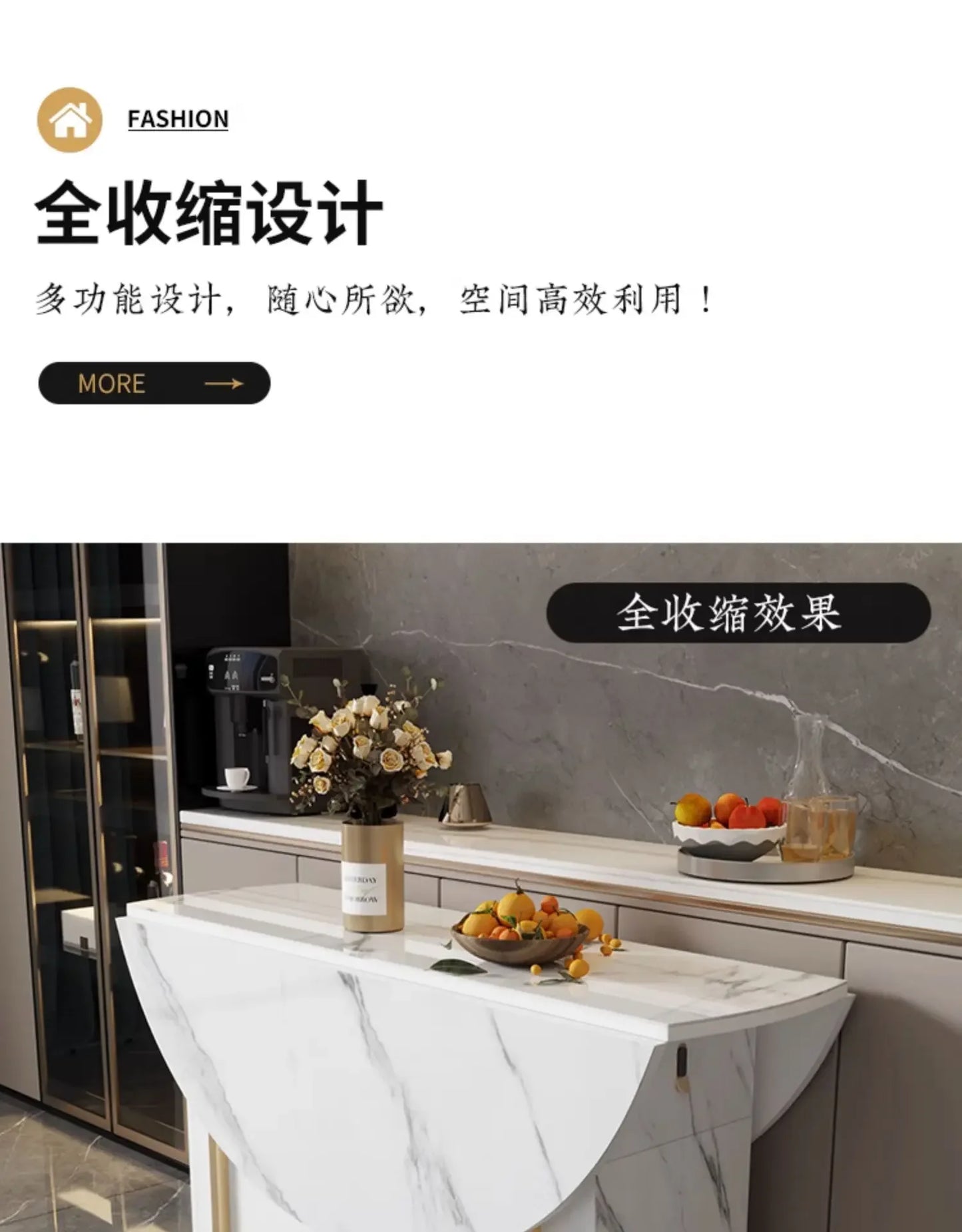 1.4 and 1.6 M Rectangular Folding Table Small Apartment Dining Table Multi-Functional Retractable Dining Table and Chair