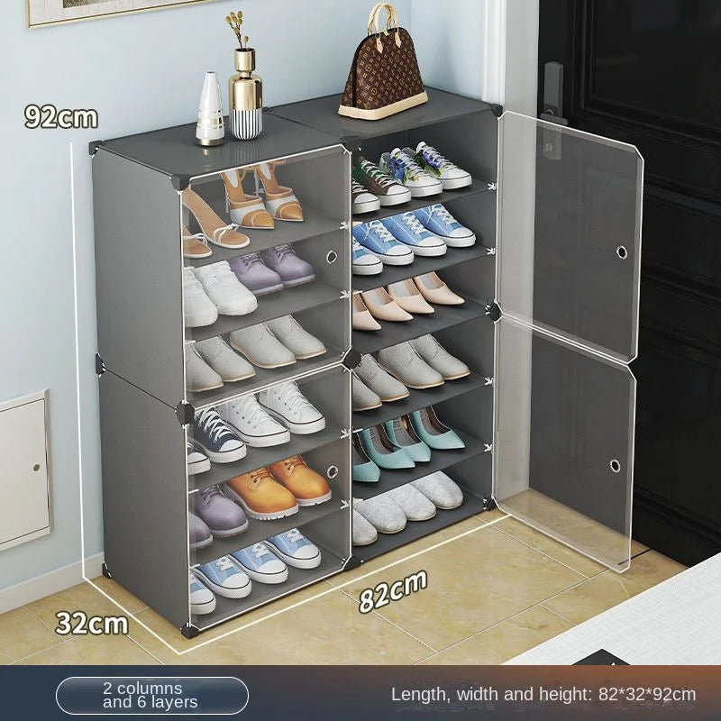 Small-Scale Foldable Cabinets For Home Living Room Multilayer Large Space Shelf Student Dormitory Dust Proof Shoe Storage Rack