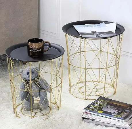 Nordic Fashion Coffee Tables Modern Iron Art Golden Simple Living Room Sofa Side Bedroom storage Basket decor tables mx9121202