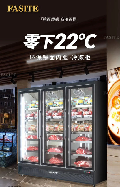 Plus freezer display cabinet, commercial meat beef cabinet, glass ice cream, standing freezer, beverage refrigerator