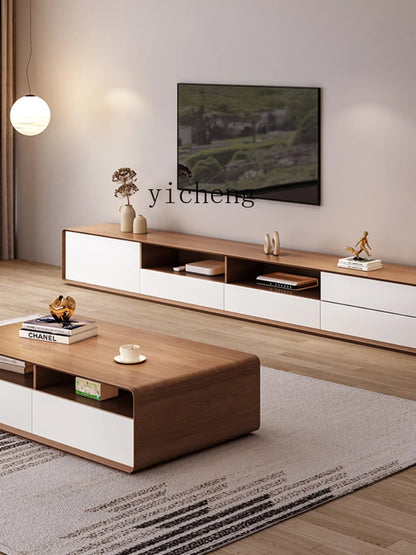 HYP Simple TV Cabinet Coffee Table Combination Nordic Set Modern Living Room Floor Cabinet Large and Small Apartment Type