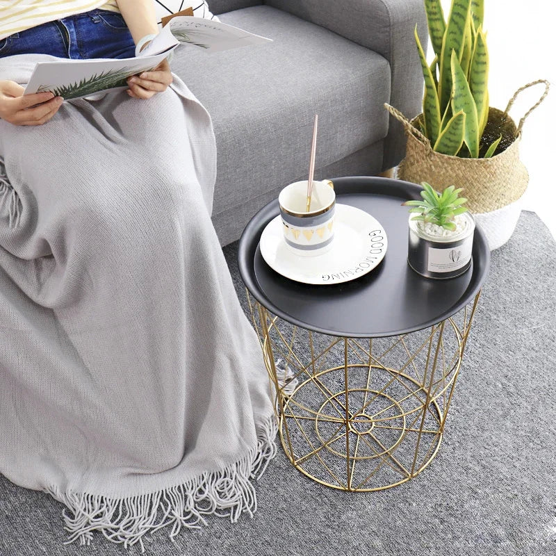 Nordic Fashion Coffee Tables Modern Iron Art Golden Simple Living Room Sofa Side Bedroom storage Basket decor tables mx9121202