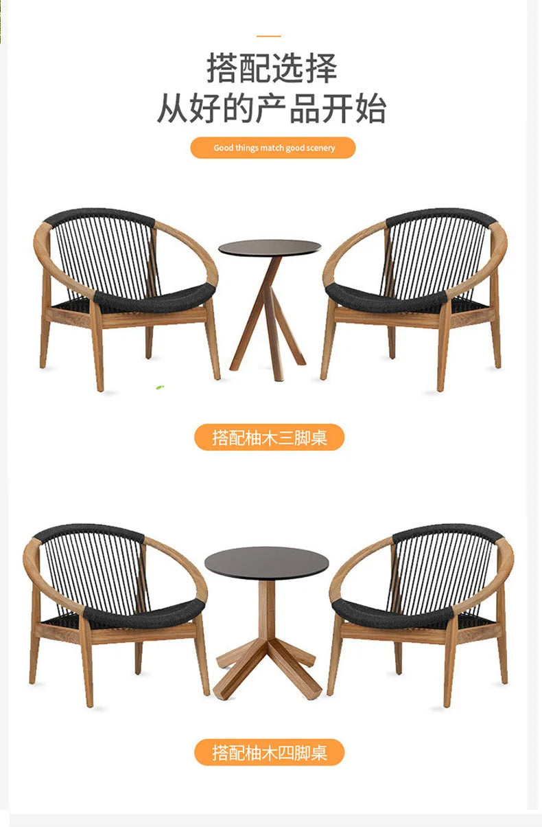 Garden 3 Piece Woven Rope Patio Furniture Set with Cushions, All Weather Patio Conversation Bistro Set Outdoor Table and Chairs