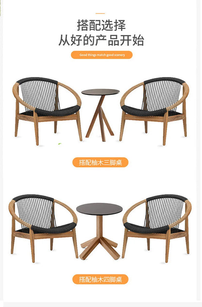 Garden 3 Piece Woven Rope Patio Furniture Set with Cushions, All Weather Patio Conversation Bistro Set Outdoor Table and Chairs