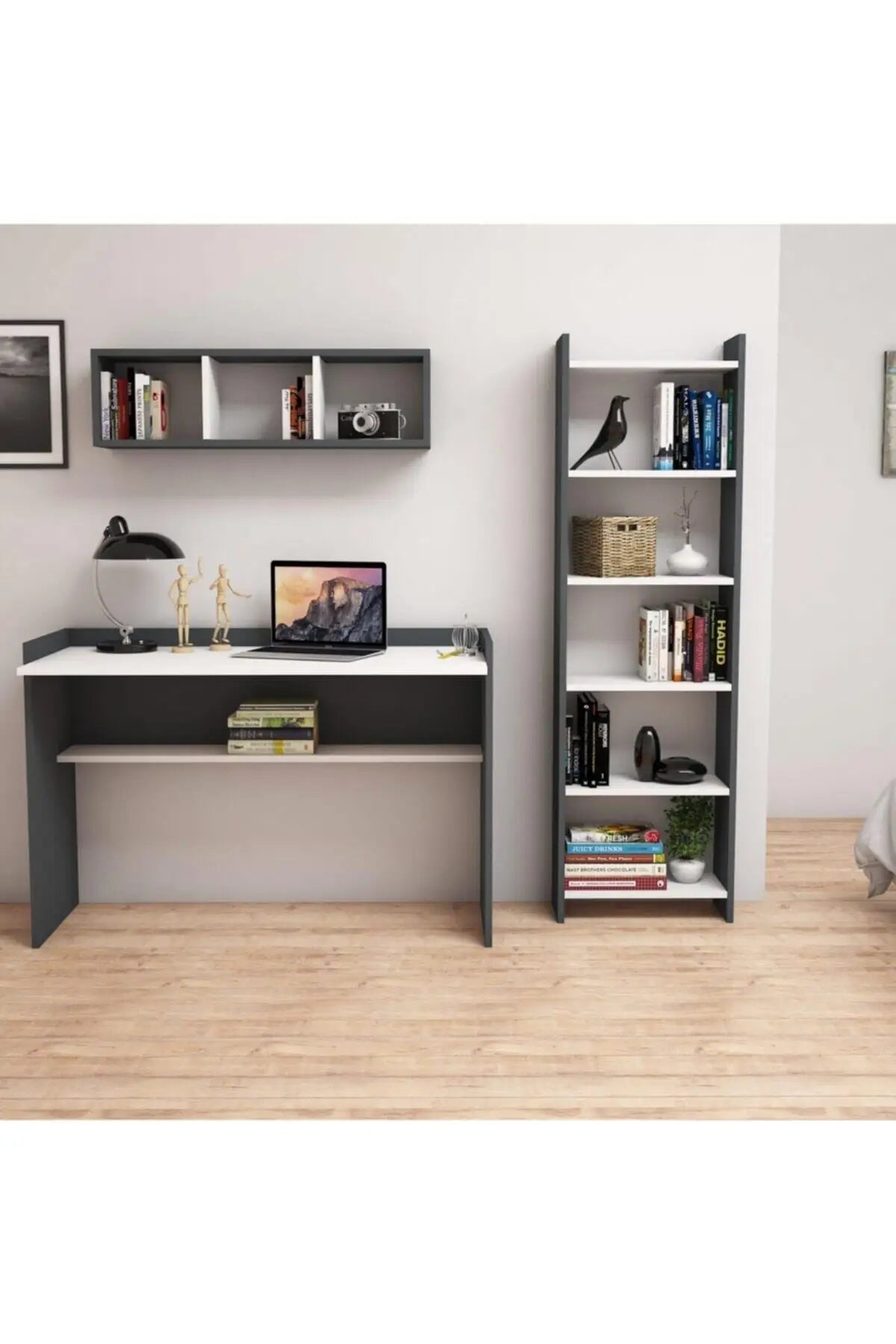Hurrem Study desk Bookcase Shelf set office furniture computer desk business room furniture decorative walnut white antrachite.