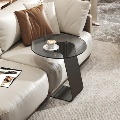 Tempered glass coffee table, living room, household, simple combination, round table, high-end feeling, small unit, side table