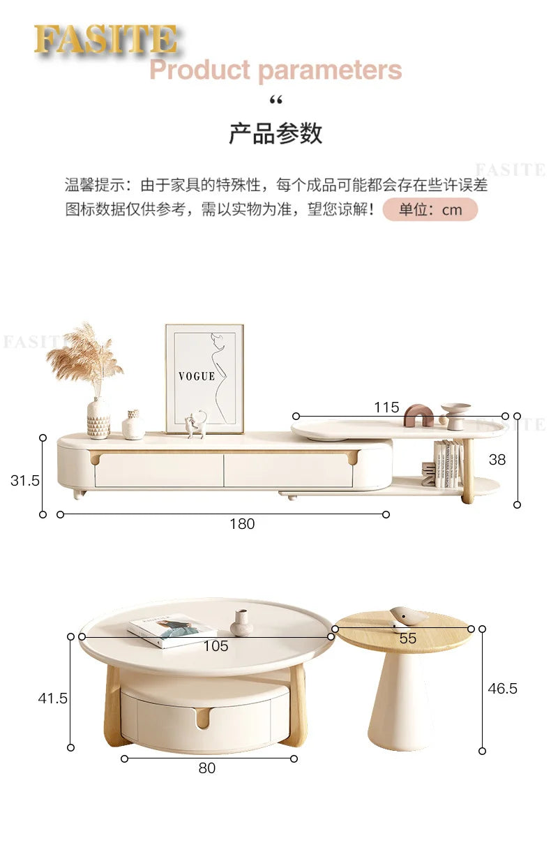Cream style floor-to-ceiling modern simple living room home small apartment French coffee table combination