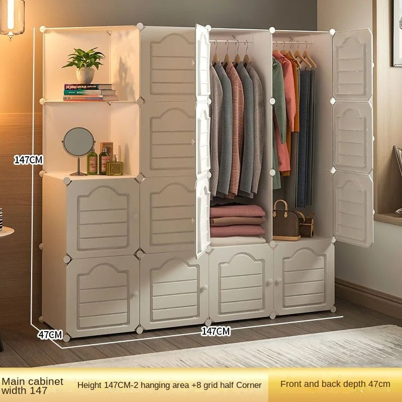 Household Bedroom Dustproof Clothes Cabinets Plastic Collapsible Durable Storage Rack Of Foldable Simplicity Wardrobe Furniture